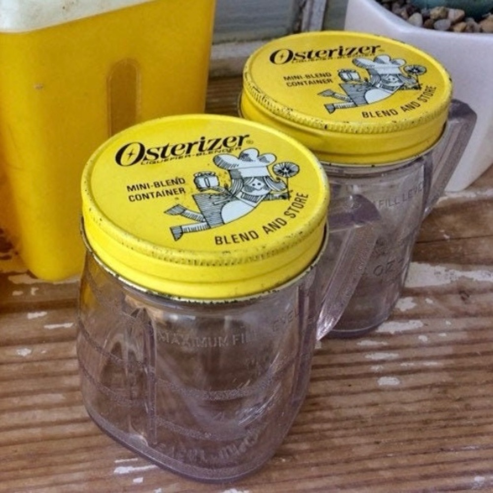 Vintage Osterizer Mini-Blend Container Set Of 2 with Blend and Store Lids